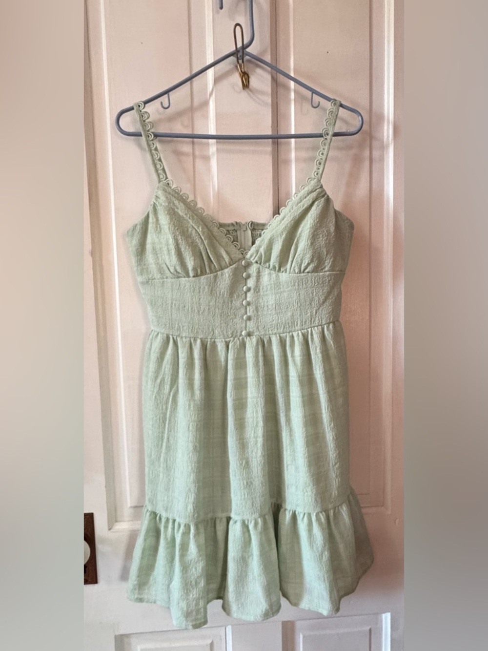 Emerald Sundae Sage Green Button-Trim Spaghetti Strap Top